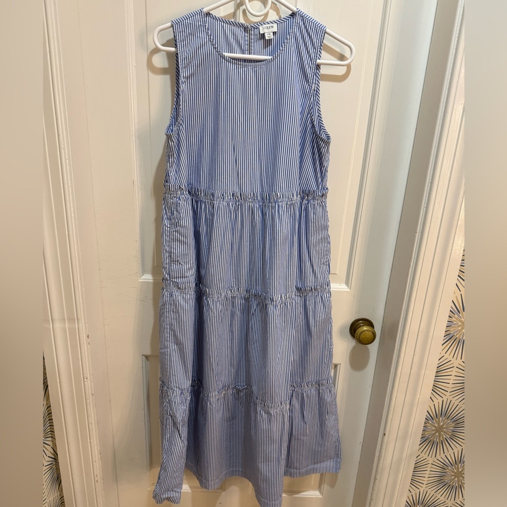 J.Crew Factory Blue Striped Sleeveless Dress